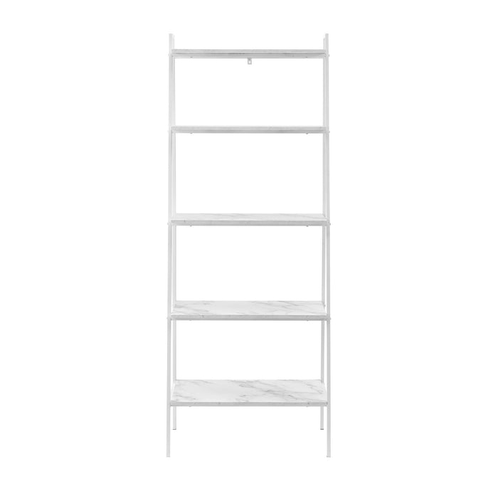 Modern Ladder Bookshelf - White / White