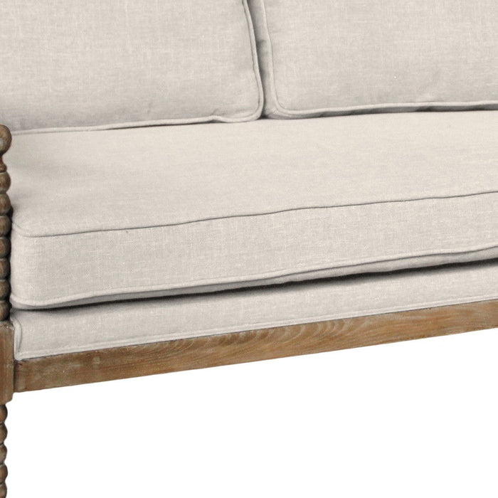 Linen Blend Sofa With Brown Legs - Ivory