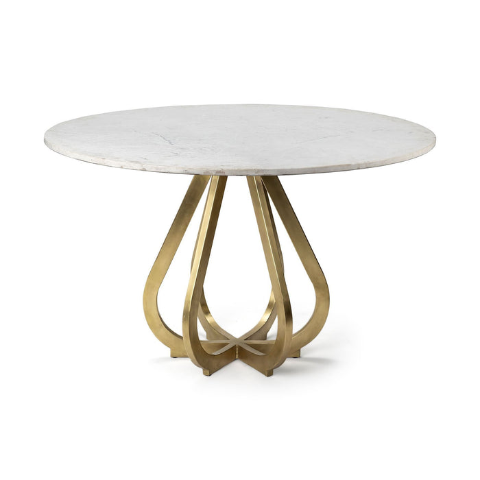 Marble Top With Metal Base Dining Table - Gold