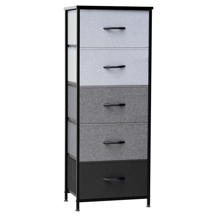 Steel And Fabric Five Drawer Chest - Gray / Black