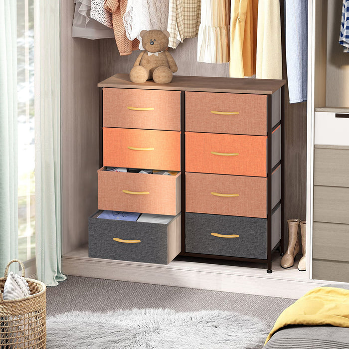 Steel And Fabric Eight Drawer Chest - Brown