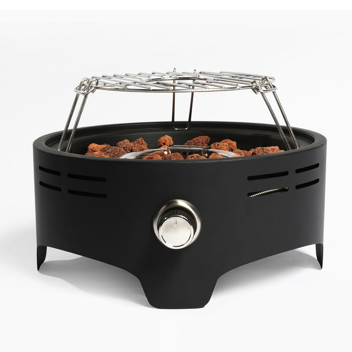 15" Outdoor Portable Propane Fire Pit, Camping Fire Pit With Cooking Support Tabletop Fire Pit With Quick Connect Regulator - Black