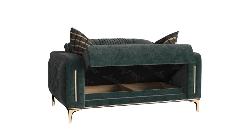 Microfiber Futon Convertible Sleeper Love Seat With Storage - Green Gold