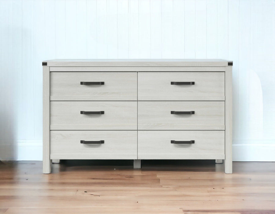 6 Drawer Double Wooden Dresser - White