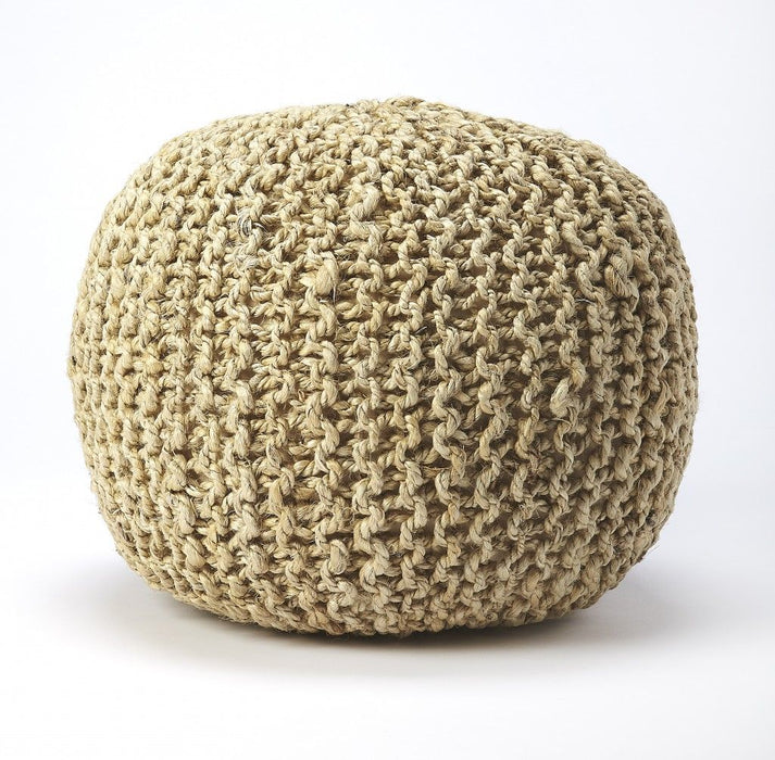 Jute Round Pouf Ottoman - Natural