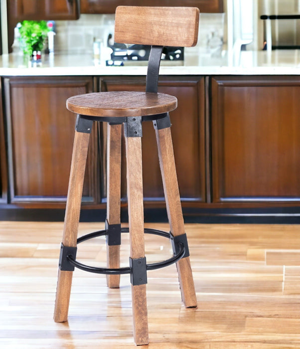 42" Iron Bar Chair - Brown / Natural