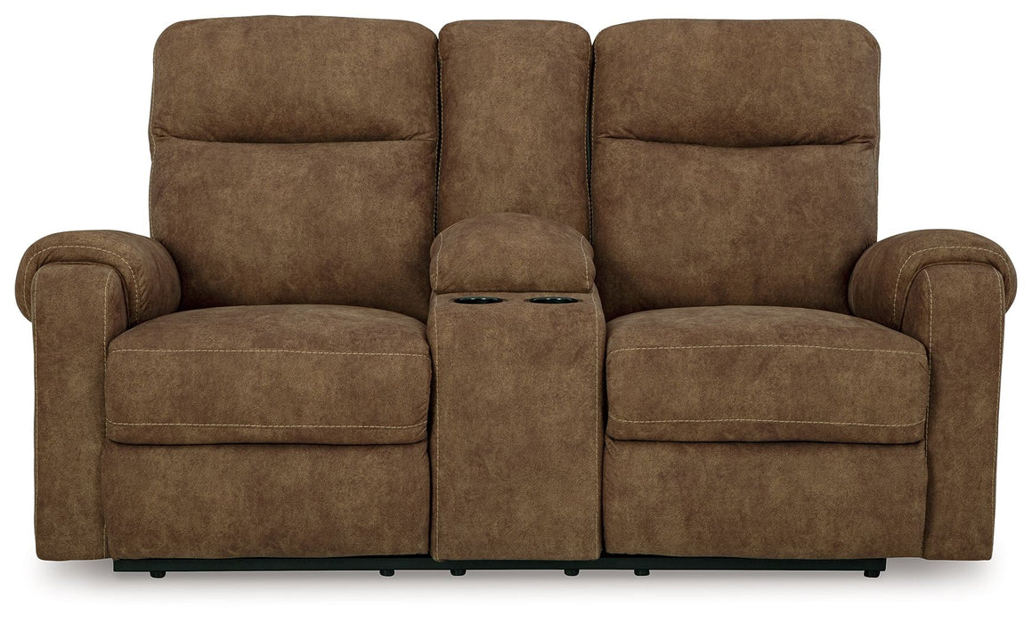 Edenwold - Brindle - Dbl Reclining Loveseat With Console - Faux Leather