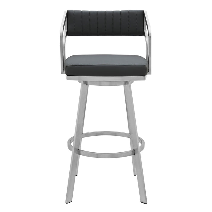 Faux Leather Silver Finish Swivel Counter Stool 30" - Timeless Slate Gray