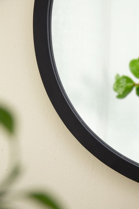 Circle Wall Mirror With Wooden Frame And Walnut Finish, Wall Mirror For Living Room Dining Room