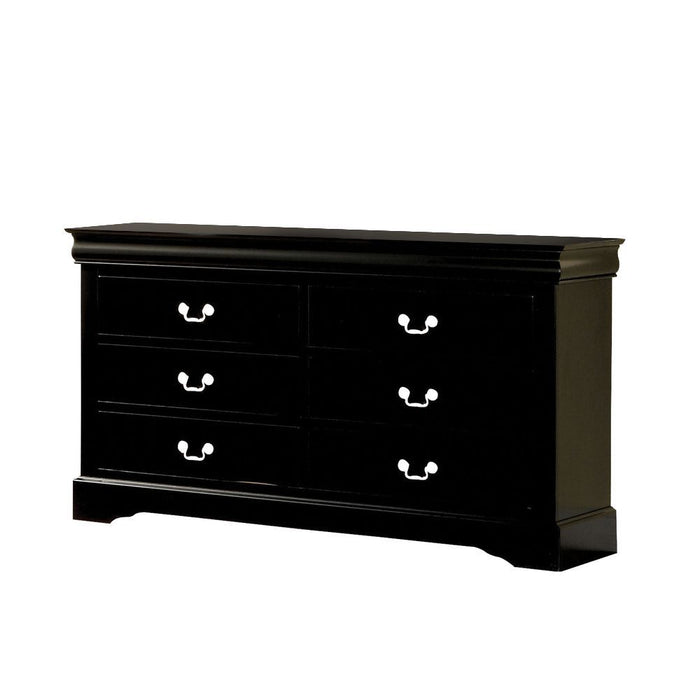 Double Dresser Wooden 6 Drawer - Black