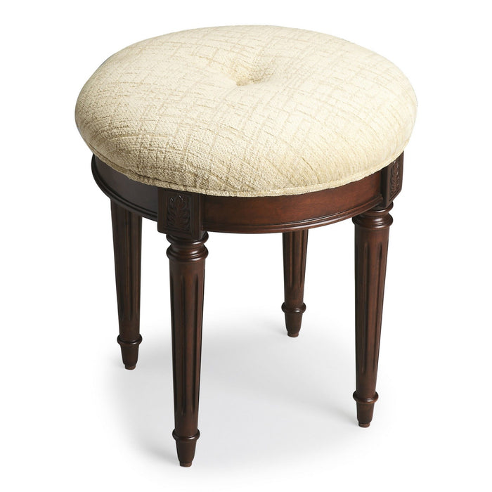 Linen And Dark Brown Ottoman - Off White