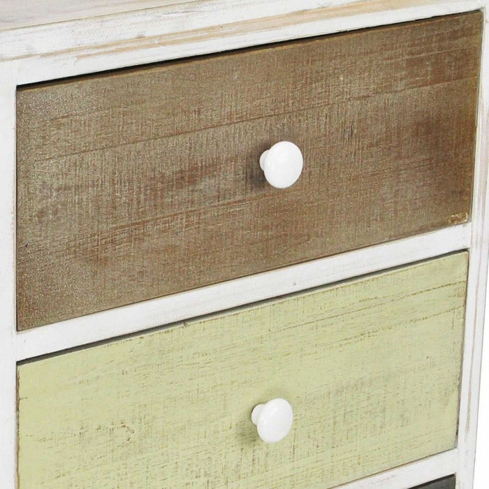 Side Cabinet With 3 Drawers - Distressed Gray / White