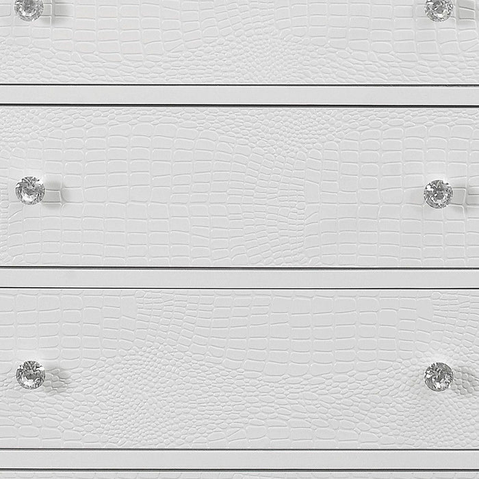 Solid Wood Five Drawer Chest - Metallic White