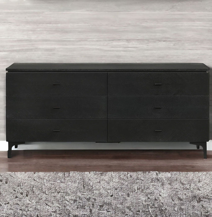 Six Drawer Double Dresser - Black