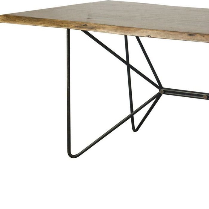 Solid Wood Trestle Base Dining Table - Natural / Black