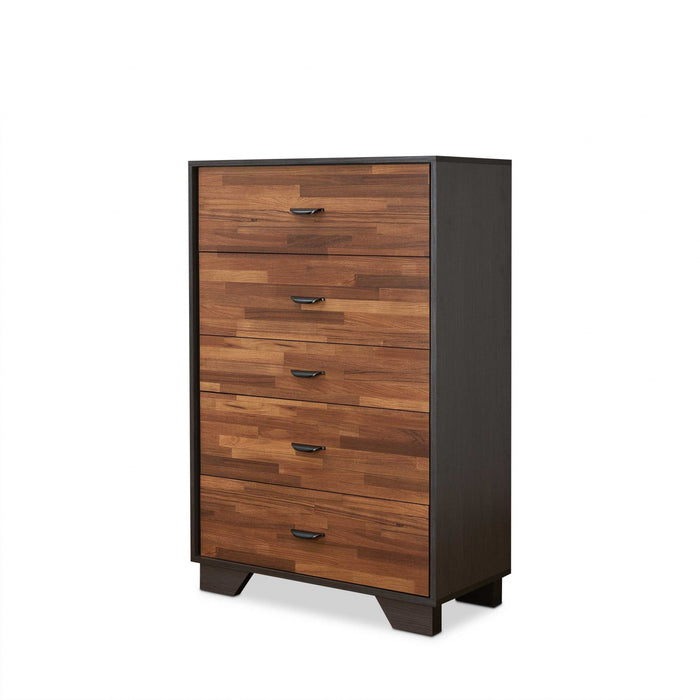 Manufactured Wood Five Drawer Chest - Walnut / Espresso