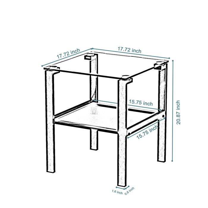 Glass Two Layer Tea Table, Small Round Table, Bedroom Corner Table, Living Room Side Table