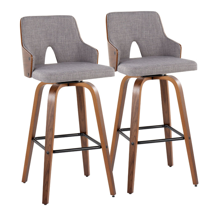 Stella - Mid Century Modern Fixed Height Barstool With Swivel Square Footrest (Set of 2)