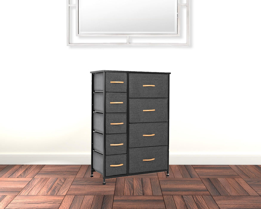 Steel And Fabric Nine Drawer Combo Dresser - Gray / Black