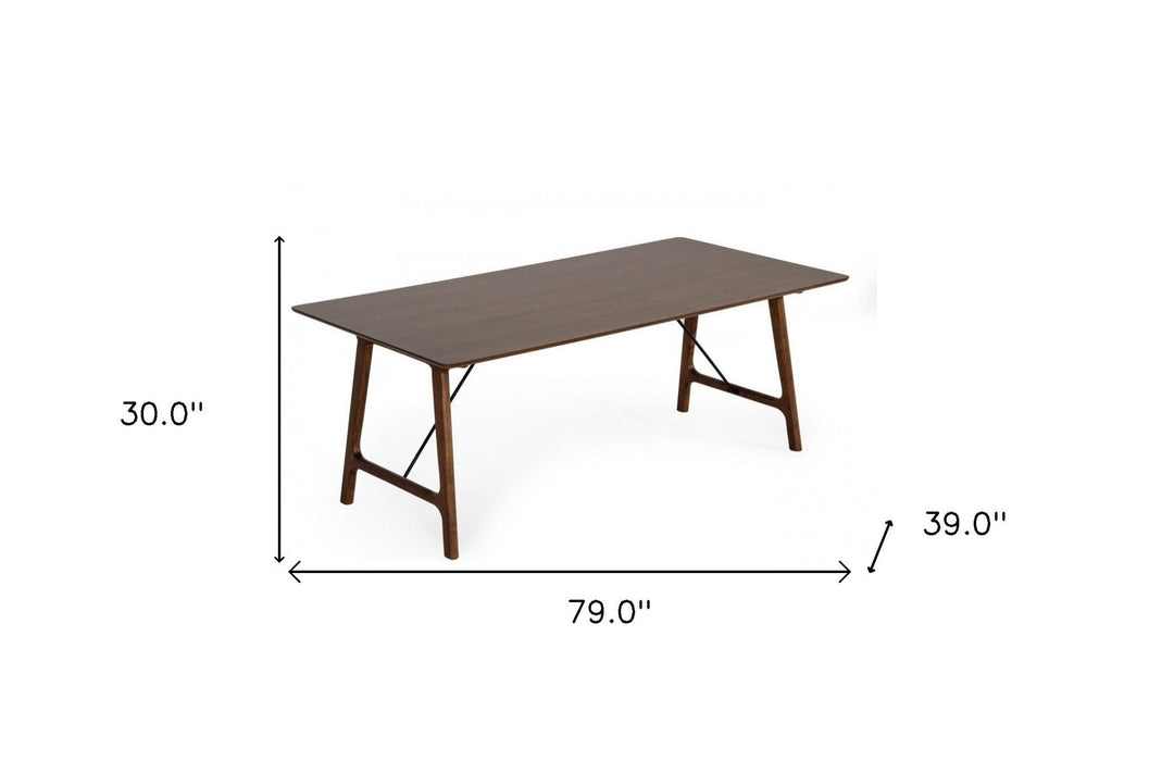 Rectangular Solid And Solid Wood Dining Table - Walnut