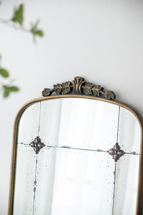 Antique Arched Mirror With Metal Frame, Full Length Mirror For Living Room Bathroom Entryway - Gold