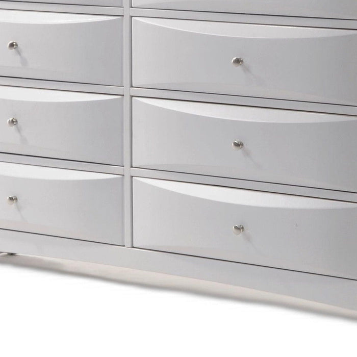 Solid Wood Eight Drawer Double Dresser - White