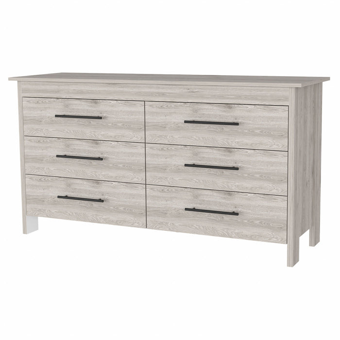 Six Drawer Double Dresser - Light Gray