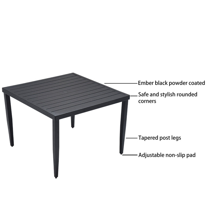 Outdoor Patio Rectangle Dining Table With Tapered Feet & Umbrella Hole