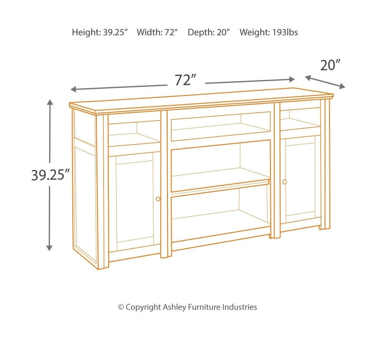 Harpan - Reddish Brown - 2 Pc. - 72" TV Stand with Electric Infrared Fireplace Insert