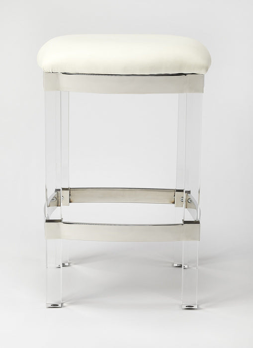 Leather Counter Stool - Acrylic And White
