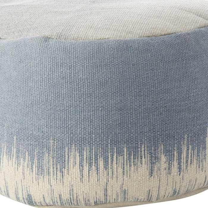 Round Abstract Pouf Ottoman - Blue / White