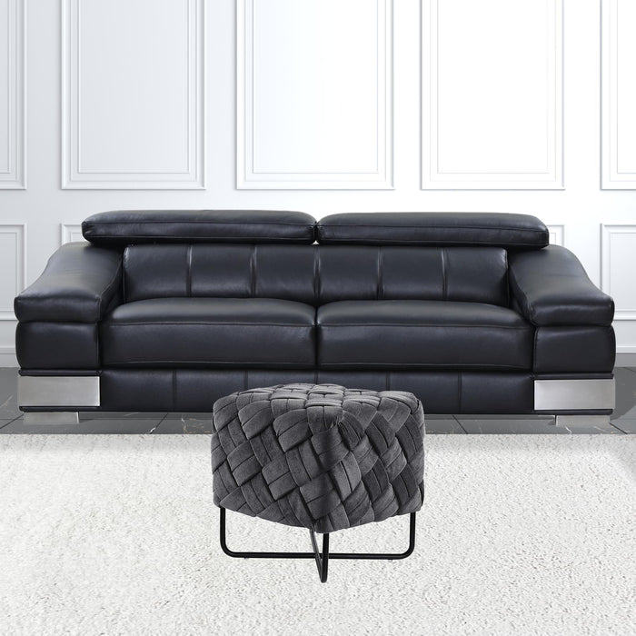 Velvet Cube Ottoman - Gray / Black