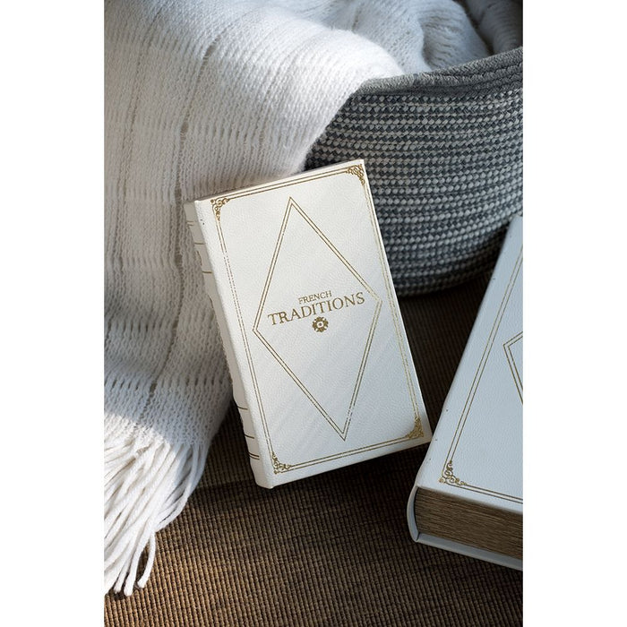 Book Boxes (Set of 2) - White / Gold