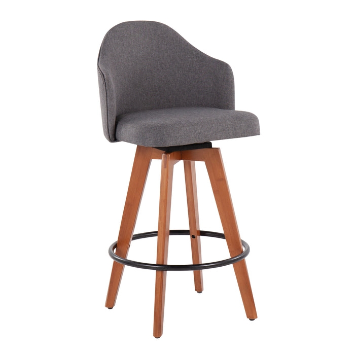 Ahoy - Contemporary Fixed Height Counter Stool With Bamboo Round Footrest (Set of 2)