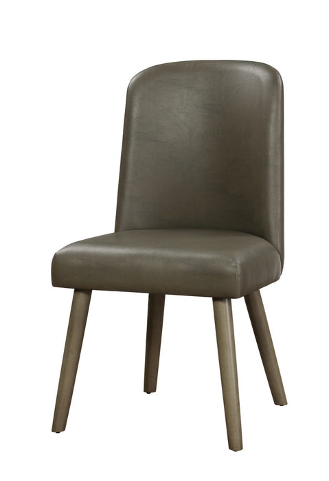 Waylon - Synthetic Leather Side Chair (Set of 2) - Gray / Oak