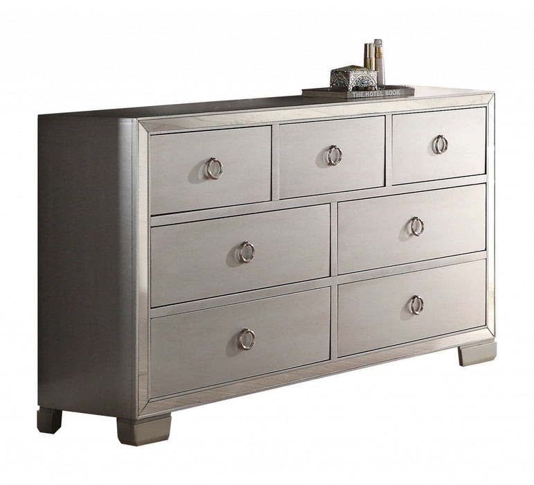 Solid Wood Seven Drawer Triple Dresser - Platinum