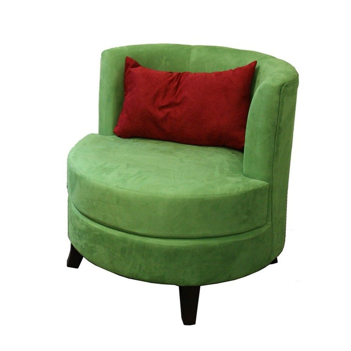 Microfiber Retro Round Accent Chair With Contrast Pillow - Green