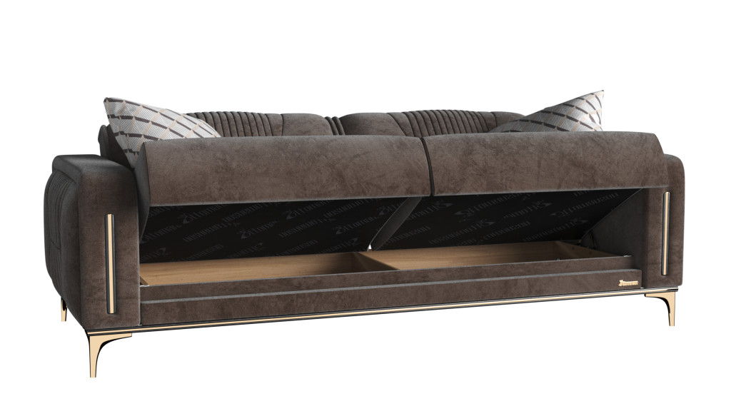 Microfiber Sleeper Sofa And Toss Pillows - Brown