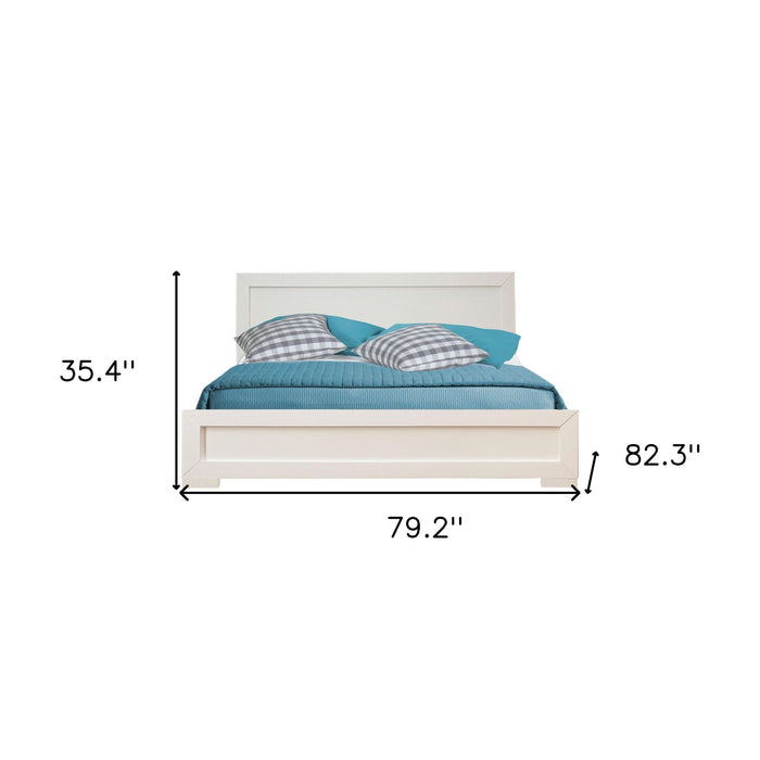 Wood King Platform Bed - White