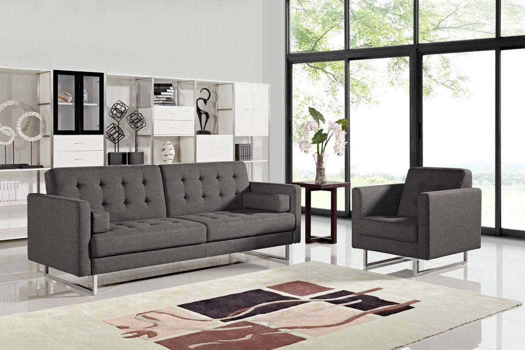 Sleeper Sofa With Silver Legs - Gray