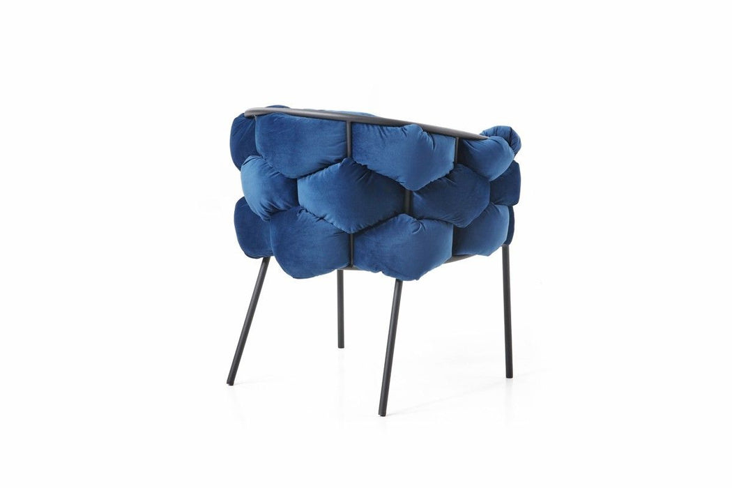 Geo Velvet And Black Velvet Dining Chair - Blue