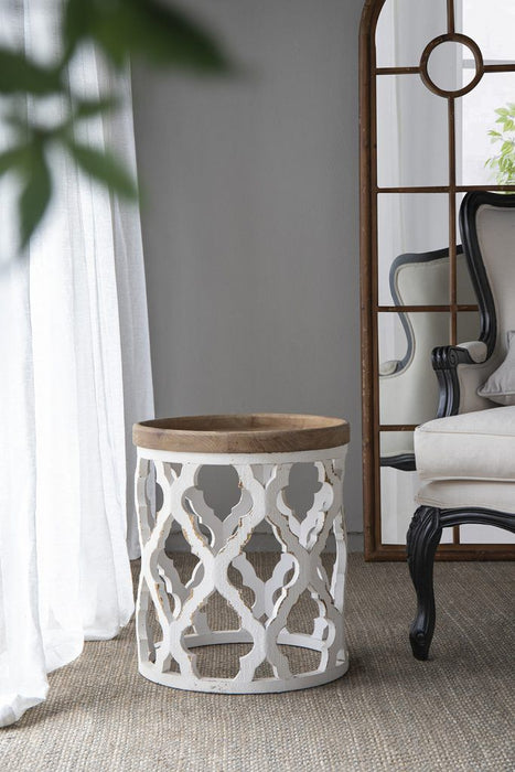 Large Distressed Side Table - White