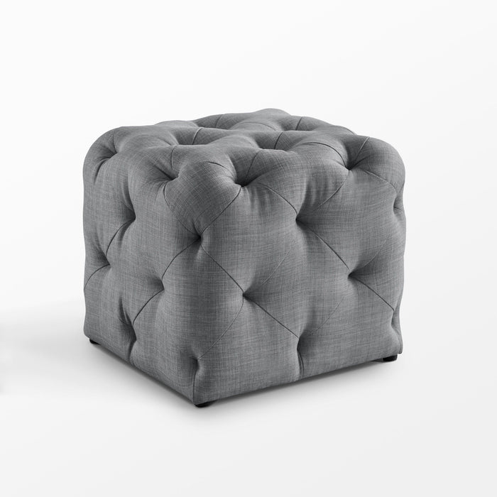 Linen Cube Ottoman - Light Gray