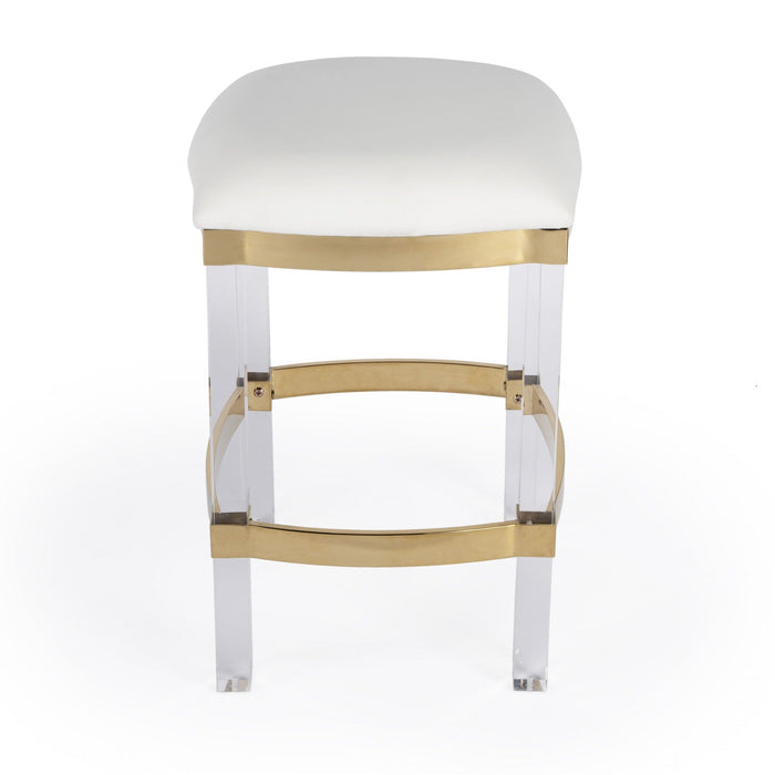 Acrylic Backless Counter Height Bar Chair - White / Clear