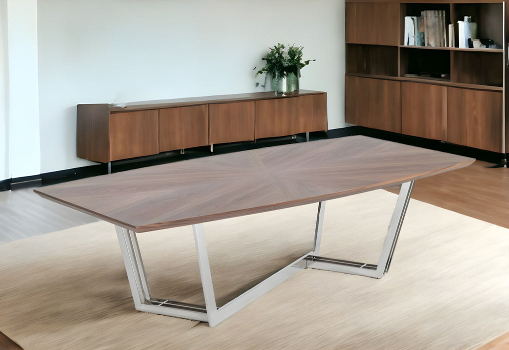 Rectangular And Iron Dining Table - Walnut And Silver