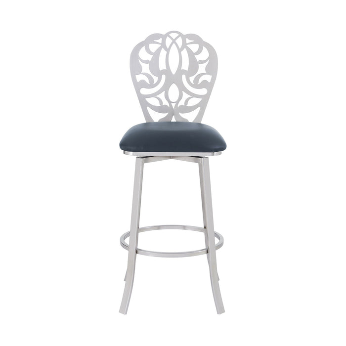 46" Swivel Bar Height Bar Chair - Gray / Silver