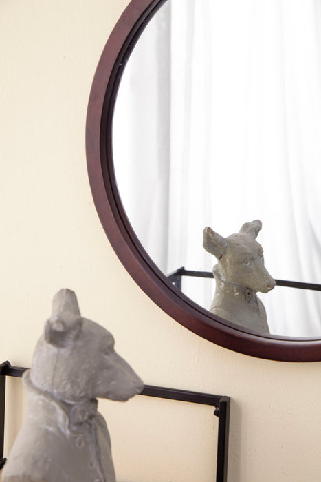 Circle Wall Mirror With Wooden Frame And Walnut Finish, Wall Mirror For Living Room Dining Room