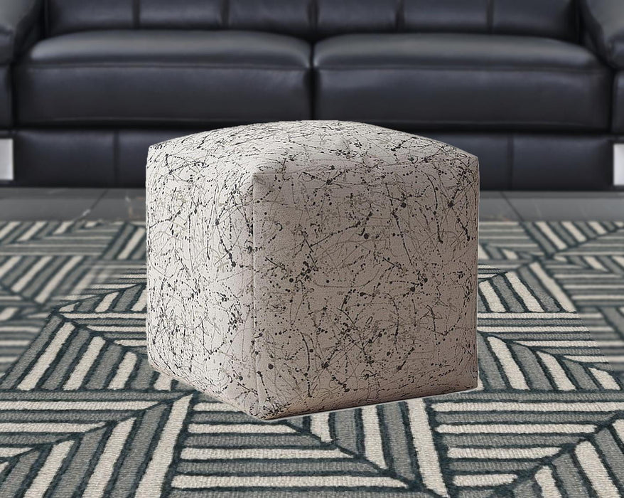 Cotton, Abstract Pouf Cover - Beige