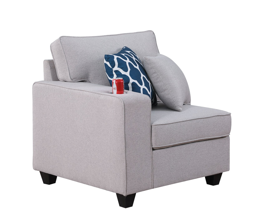 Cooper - Linen Loveseat With Cupholder - Light Gray