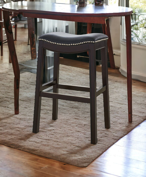 Solid Wood Backless Bar Height Bar Chair - Black / Espresso